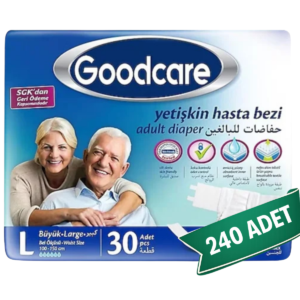 Goodcare Bel Bantlı Yetişkin Hasta Bezi L 240 Adet (30'lu 8 Paket)