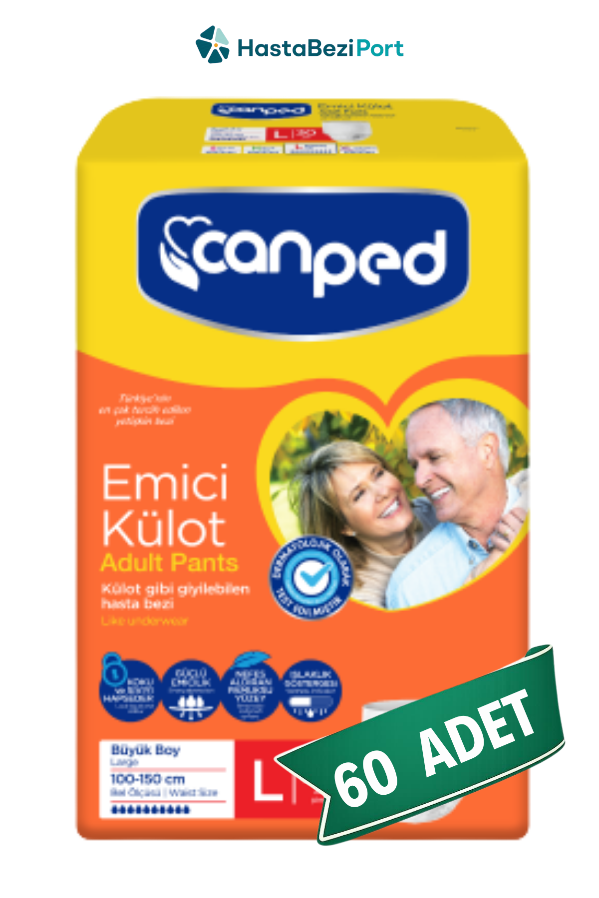 Canped Emici Külot Hasta Bezi L Beden 60 Adet | Large Boy Yüksek Emicilik