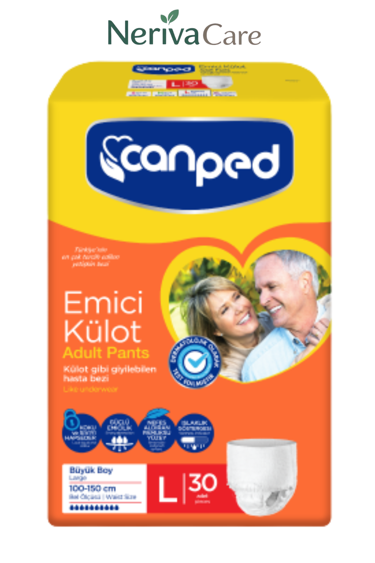 Canped Emici Külot Hasta Bezi L Beden 30 Adet | Large Boy Yüksek Emicilik