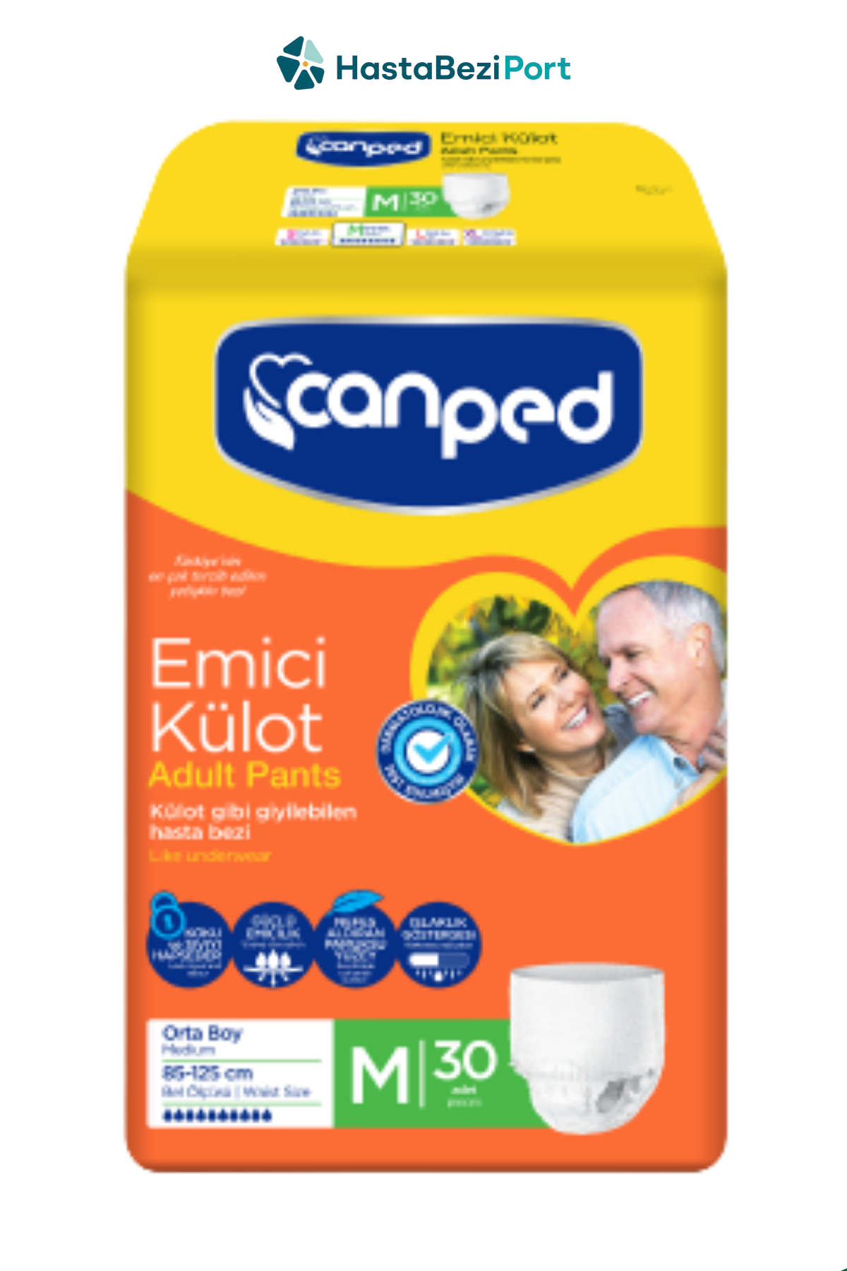 Canped Emici Külot Hasta Bezi M Beden 30 Adet | Medium Boy Yüksek Emicilik
