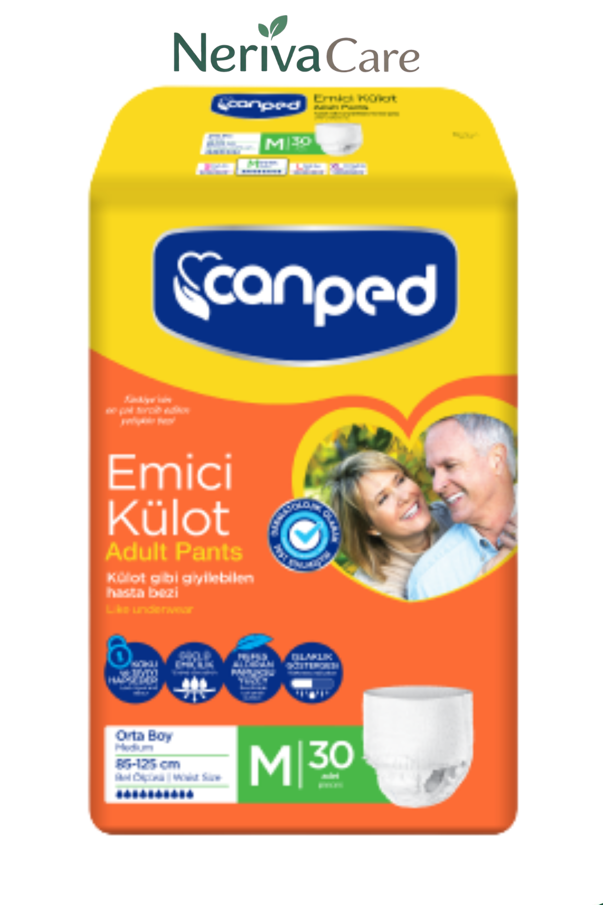 Canped Emici Külot Hasta Bezi M Beden 30 Adet | Medium Boy Yüksek Emicilik