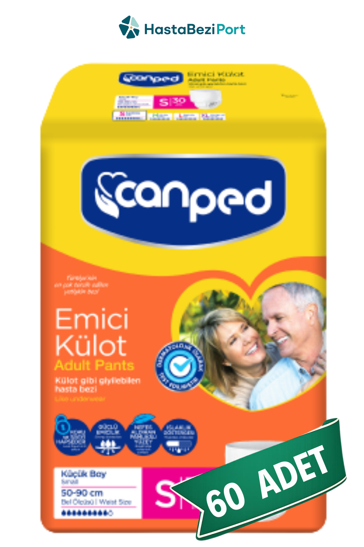 Canped Emici Külot Hasta Bezi S Beden 60 Adet | Small Boy Yüksek Emicilik