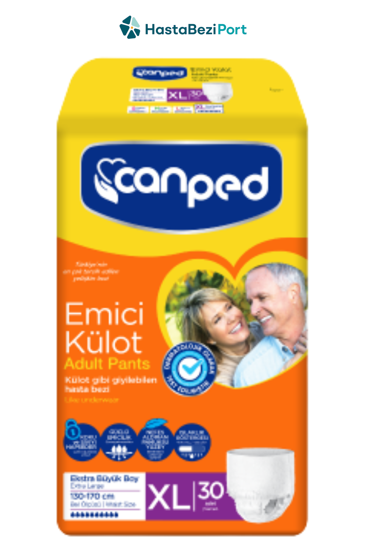 Canped Emici Külot Hasta Bezi XL Beden 30 Adet | XLarge Boy Yüksek Emicilik