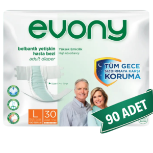 Evony Bel Bantlı Yetişkin Hasta Bezi L 90 Adet (30'lu x 3 Paket)