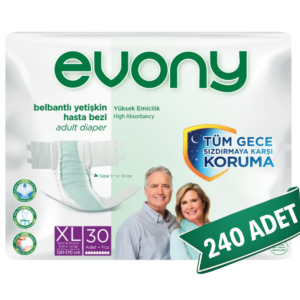 Evony Bel Bantlı Yetişkin Hasta Bezi XL 240 Adet (30'lu x 8 Paket)