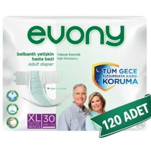 Evony Bel Bantlı Yetişkin Hasta Bezi XL 120 Adet (30'lu x 4 Paket)