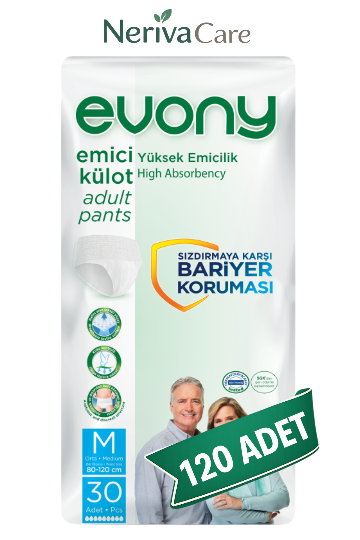 Evony Emici Külot Hasta Bezi M Beden 120 Adet | Medium Boy Yüksek Emicilik