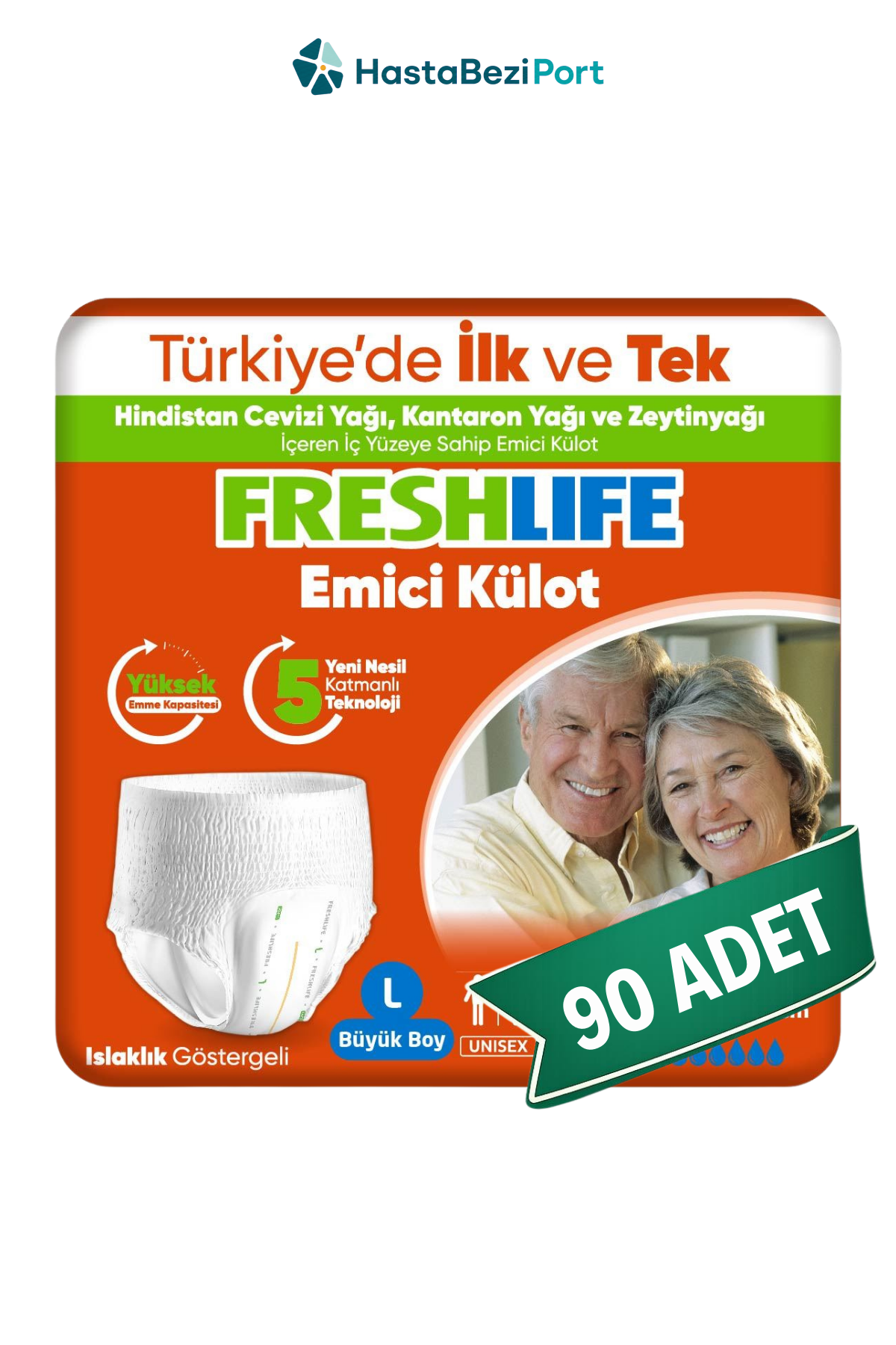 FreshLife Emici Külot Hasta Bezi L Beden 90 Adet | Large Boy Yüksek Emicilik