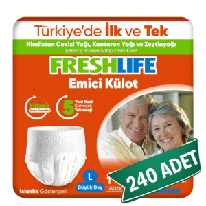 FreshLife Emici Külot Hasta Bezi L Beden 240 Adet | Large Boy Yüksek Emicilik
