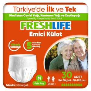 FreshLife Emici Külot Hasta Bezi M Beden 30 Adet | Medium Boy Yüksek Emicilik
