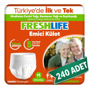 FreshLife Emici Külot Hasta Bezi M Beden 240 Adet | Medium Boy Yüksek Emicilik