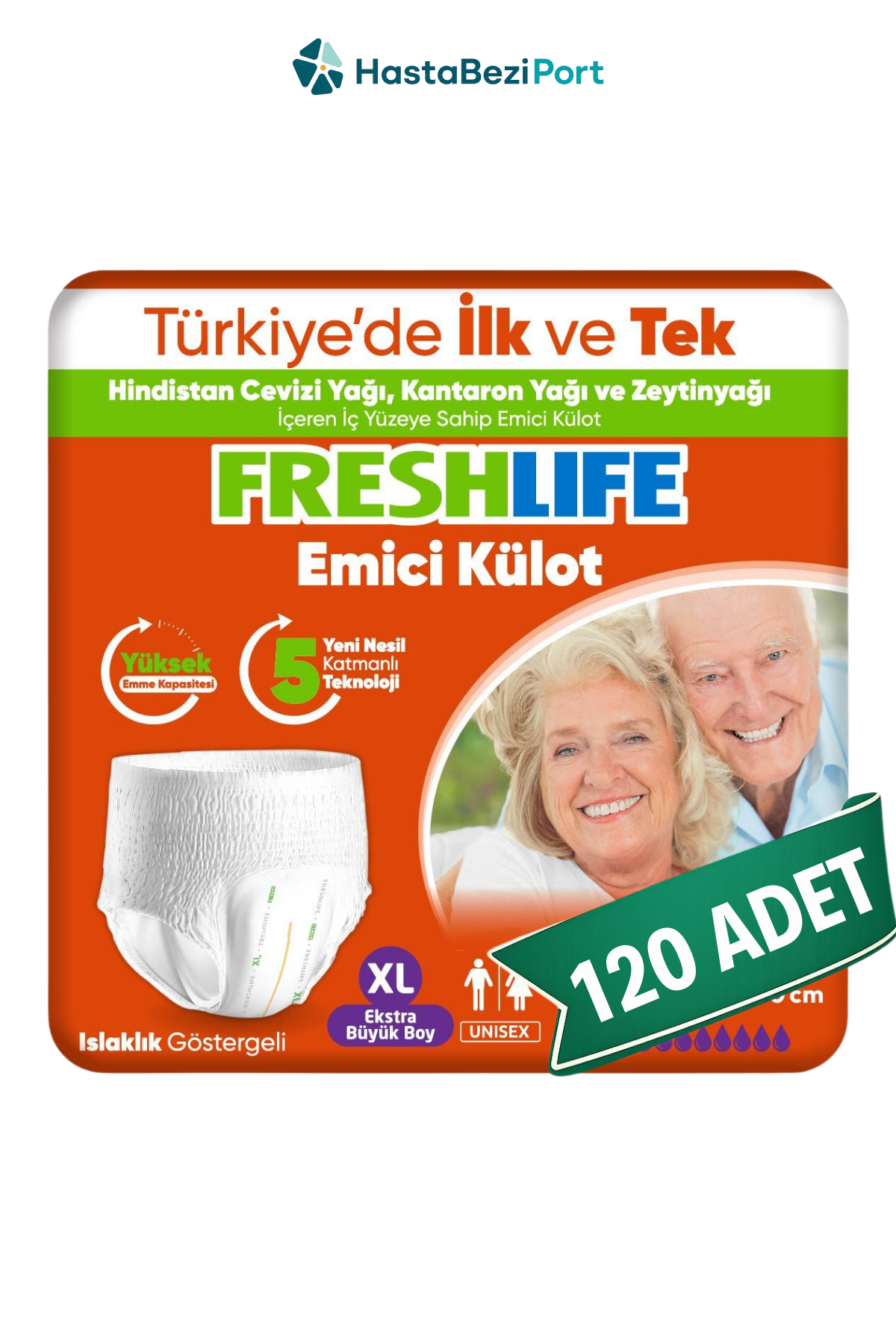 FreshLife Emici Külot Hasta Bezi XL Beden 120 Adet | XLarge Boy Yüksek Emicilik