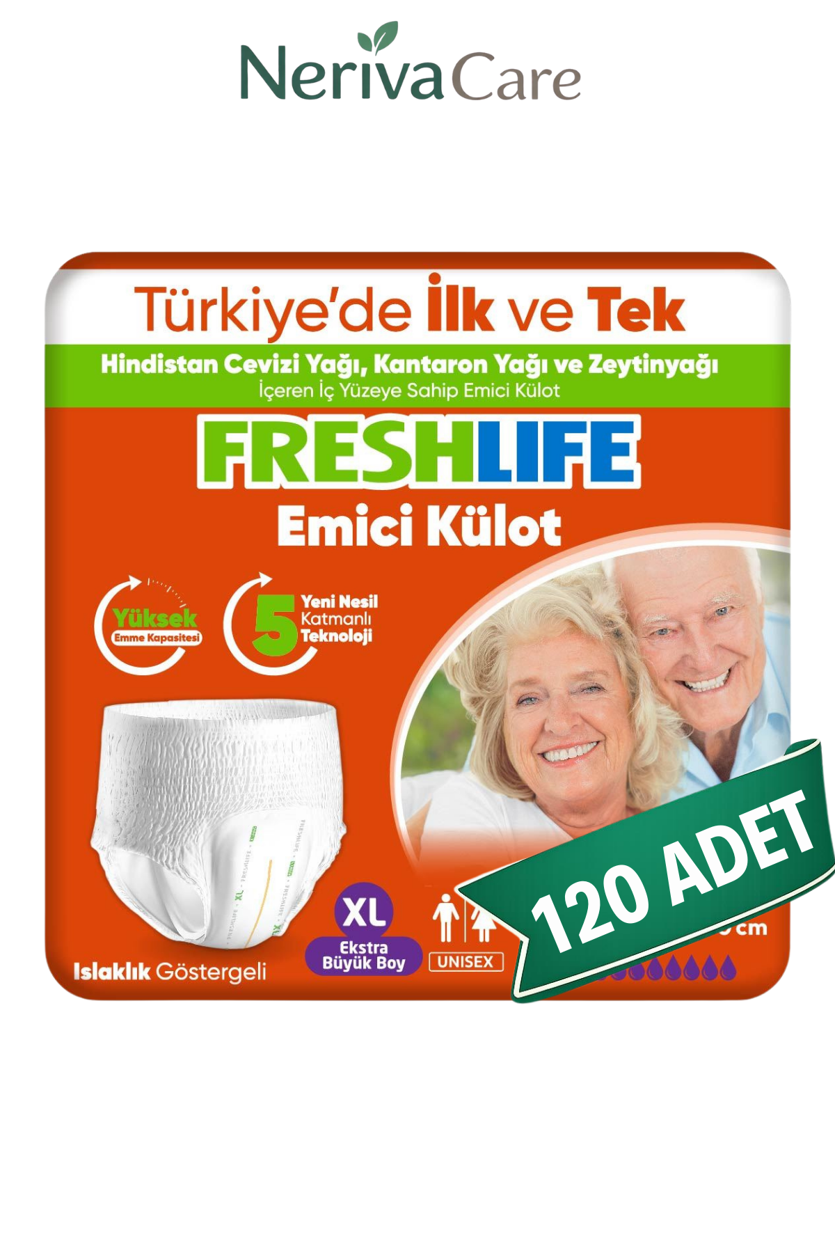 FreshLife Emici Külot Hasta Bezi XL Beden 120 Adet | XLarge Boy Yüksek Emicilik