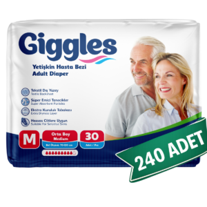 Giggles Yetişkin Hasta Bezi Bel Bantlı Hasta Bezi M Beden 240 Adet | Medium Boy Yüksek Emicilik