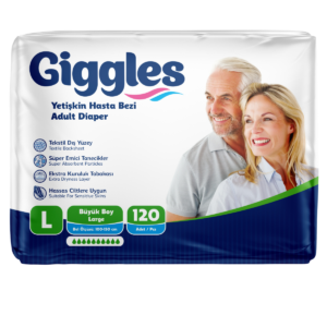 Giggles Yetişkin Hasta Bezi Bel Bantlı Hasta Bezi L Beden 120 Adet | Large Boy Yüksek Emicilik