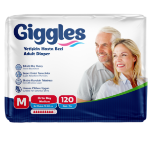 Giggles Yetişkin Hasta Bezi Bel Bantlı Hasta Bezi M Beden 120 Adet | Medium Boy Yüksek Emicilik