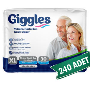 Giggles Yetişkin Hasta Bezi Bel Bantlı Hasta Bezi XL Beden 240 Adet | XLarge Boy Yüksek Emicilik
