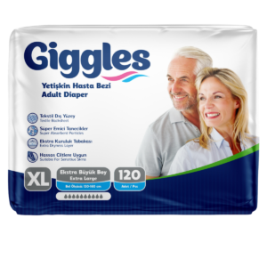 Giggles Yetişkin Hasta Bezi Bel Bantlı Hasta Bezi XL Beden 120 Adet | XLarge Boy Yüksek Emicilik