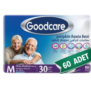 Goodcare Medium Yetişkin Hasta Bezi 60 Adet (30'lu x 2 Paket) – Bel Bantlı