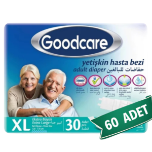 Goodcare XLarge Yetişkin Hasta Bezi 60 Adet (30'lu x 2 Paket) – Bel Bantlı Büyük Beden