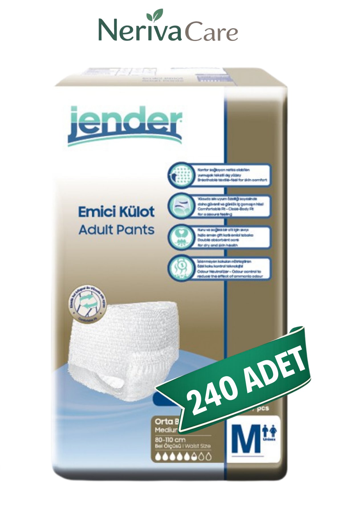 Jender Emici Külot Hasta Bezi M Beden 240 Adet | Medium Boy Orta Emicilik