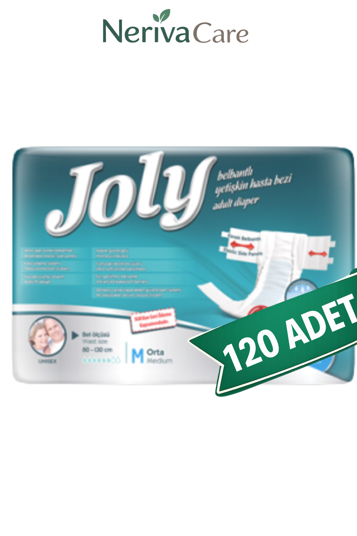 Joly Bel Bantlı Hasta Bezi M Beden 120 Adet | Medium Boy Yüksek Emicilik