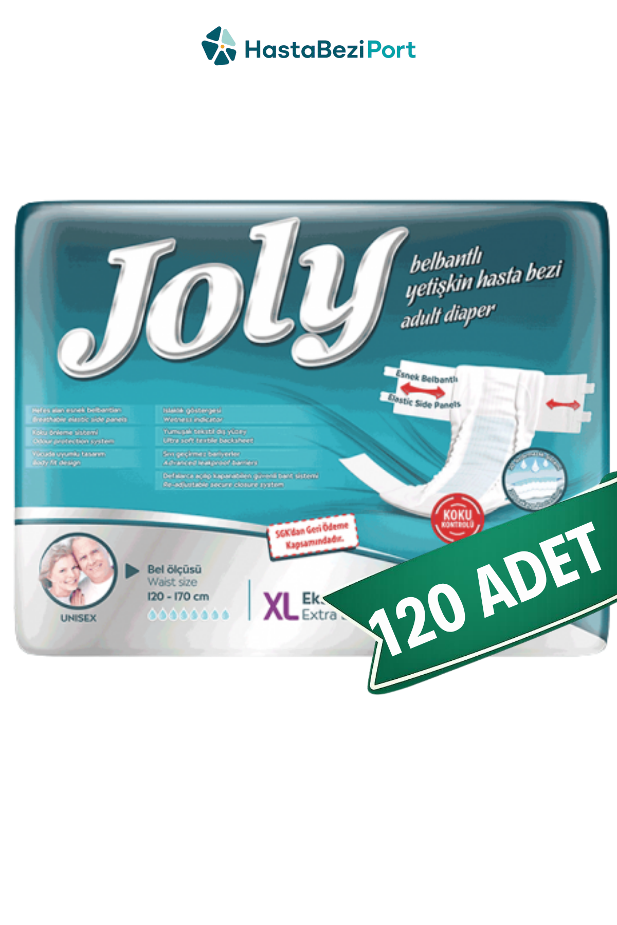 Joly Bel Bantlı Hasta Bezi XL Beden 120 Adet | XLarge Boy Yüksek Emicilik