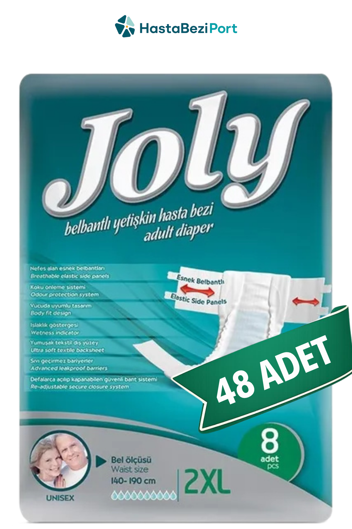 Joly Bel Bantlı Hasta Bezi XXL Beden 48 Adet | XXLarge Boy Yüksek Emicilik