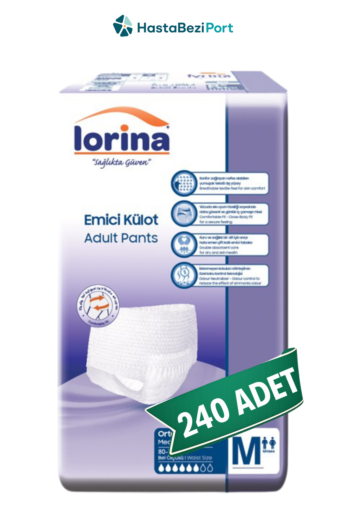 Lorina Emici Külot Hasta Bezi M Beden 240 Adet | Medium Boy Orta Emicilik