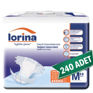 Lorina Yetişkin Hasta Bezi Bel Bantlı Hasta Bezi M Beden 240 Adet | Medium Boy Orta Emicilik