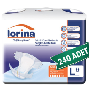 Lorina Yetişkin Hasta Bezi Bel Bantlı Hasta Bezi L Beden 240 Adet | Large Boy Orta Emicilik
