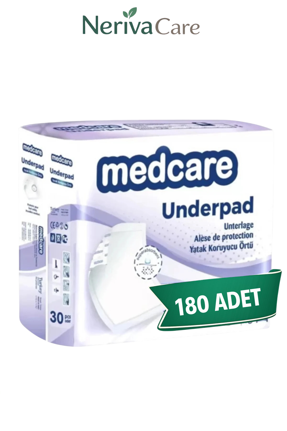 Medcare 60x90 Yatak Koruyucu Örtü 180 Adet (30'lu 6 Paket) – Ekonomik Hasta Altı Örtü