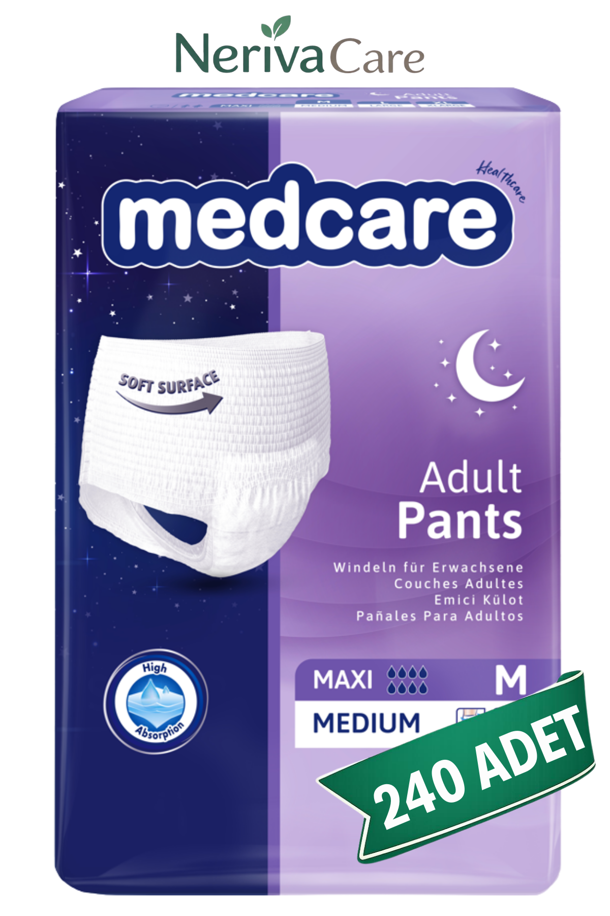 Medcare Maxi Emici Külot Hasta Bezi M Beden 240 Adet | Medium Boy Yüksek Emicilik