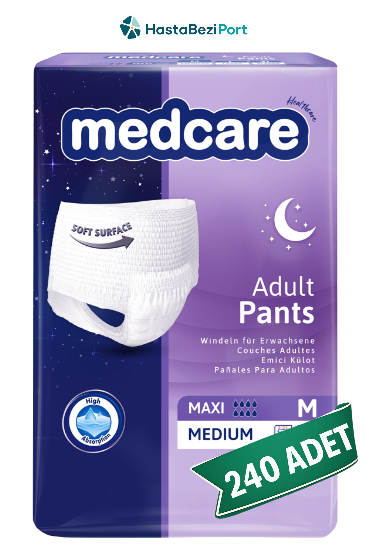 Medcare Maxi Emici Külot Hasta Bezi M Beden 240 Adet | Medium Boy Yüksek Emicilik