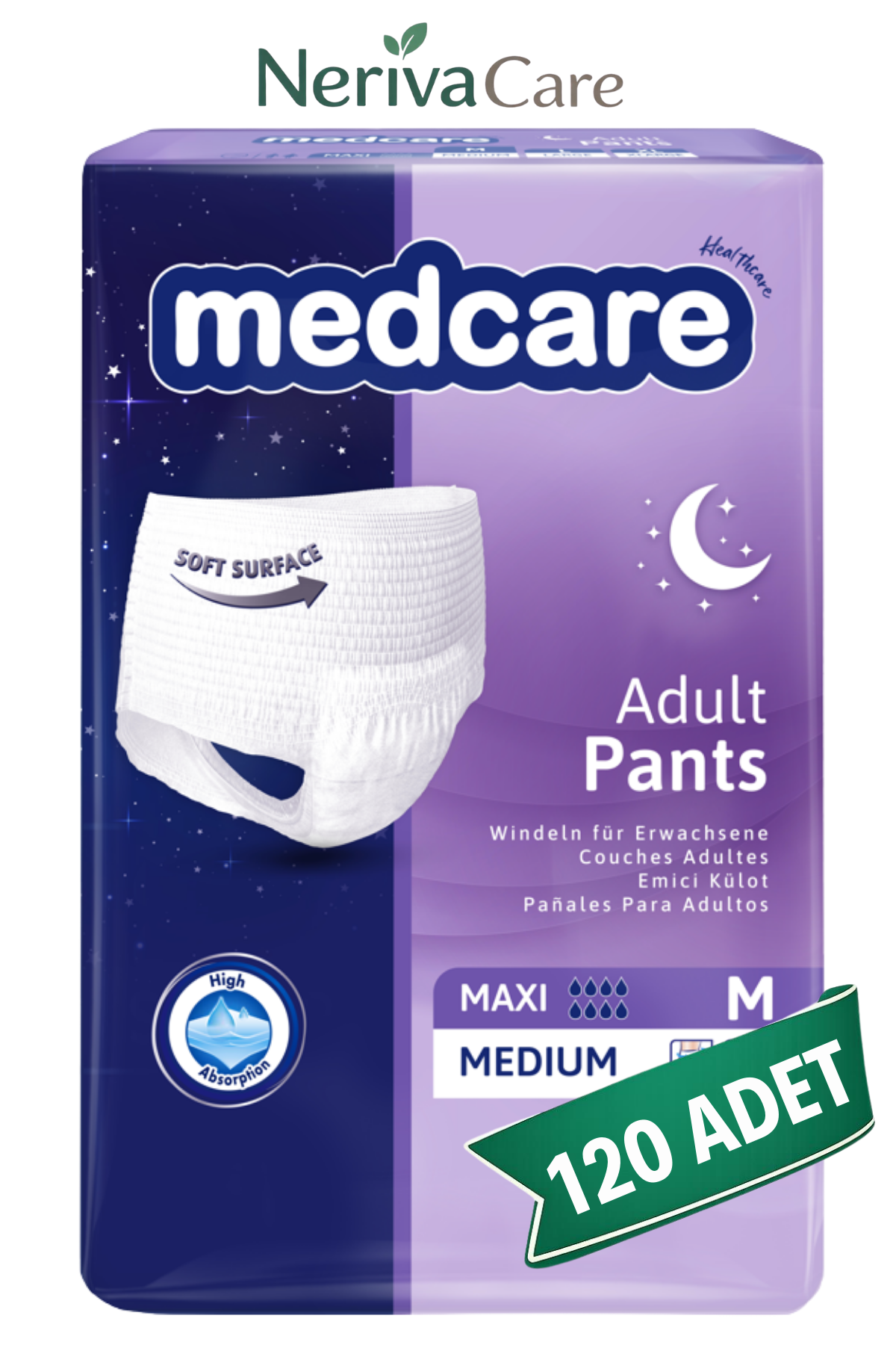 Medcare Maxi Emici Külot Hasta Bezi M Beden 120 Adet | Medium Boy Yüksek Emicilik