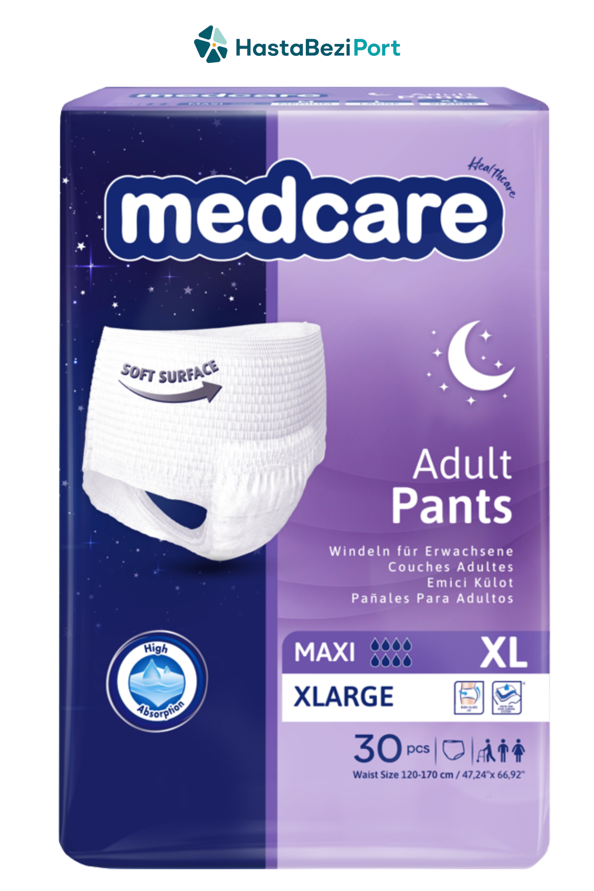 Medcare Maxi Emici Külot Hasta Bezi XL Beden 30 Adet | XLarge Boy Yüksek Emicilik