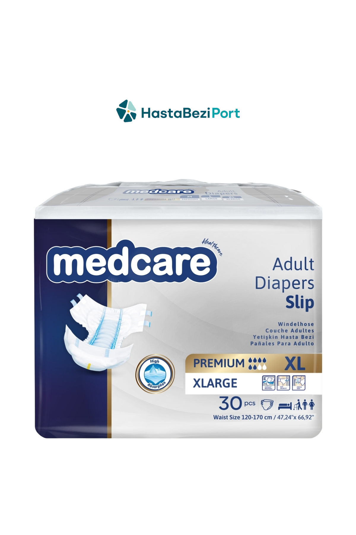 Medcare Premium Bel Bantlı Hasta Bezi 6 Damla XLarge (XL) 30 Adet