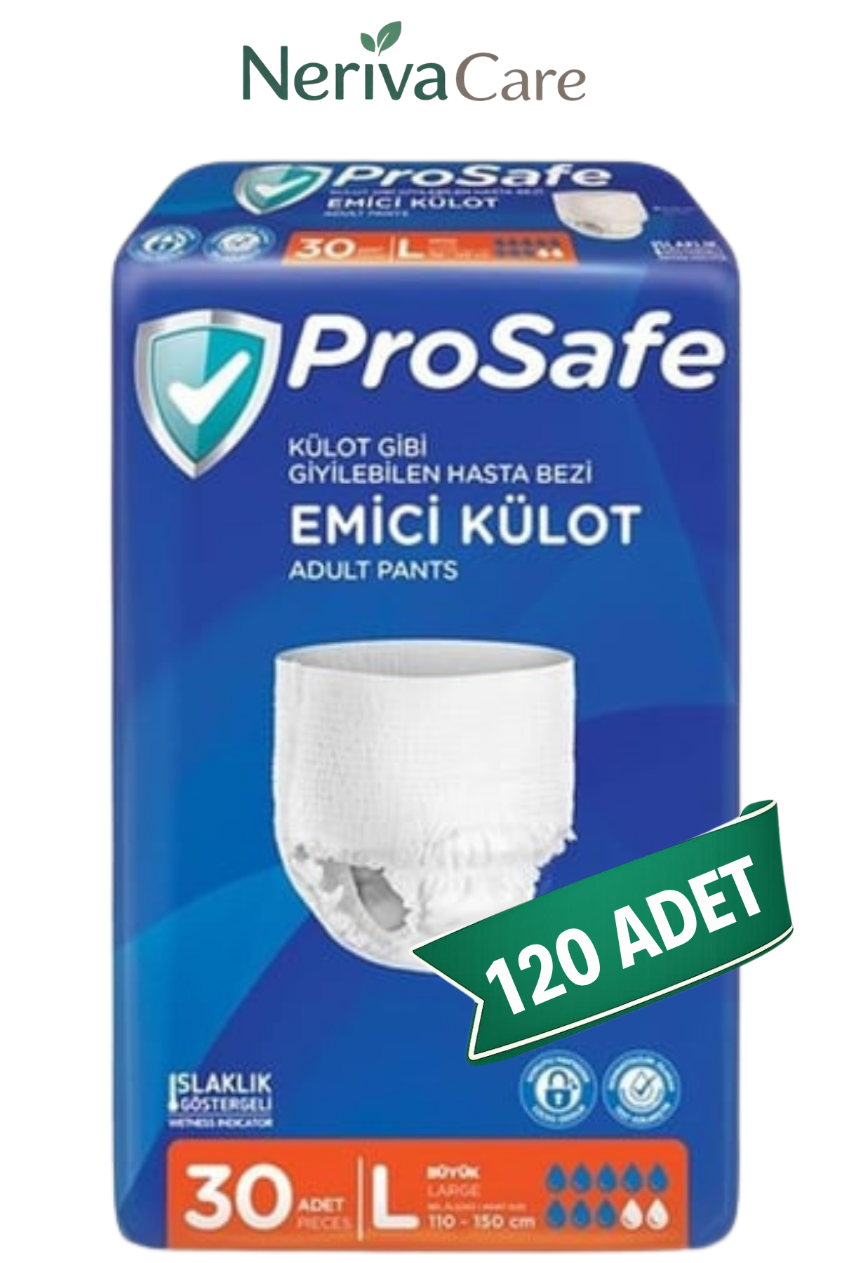 Prosafe Emici Külot Hasta Bezi L 120 Adet | Large Boy Yüksek Emicilik