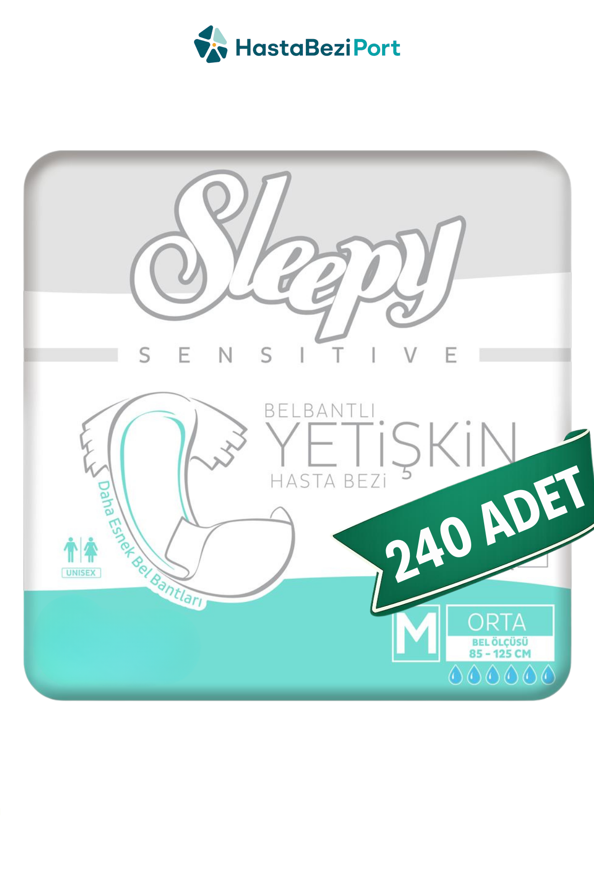 Sleepy Yetişkin Hasta Bezi Bel Bantlı Hasta Bezi M Beden 240 Adet | Medium Boy Yüksek Emicilik