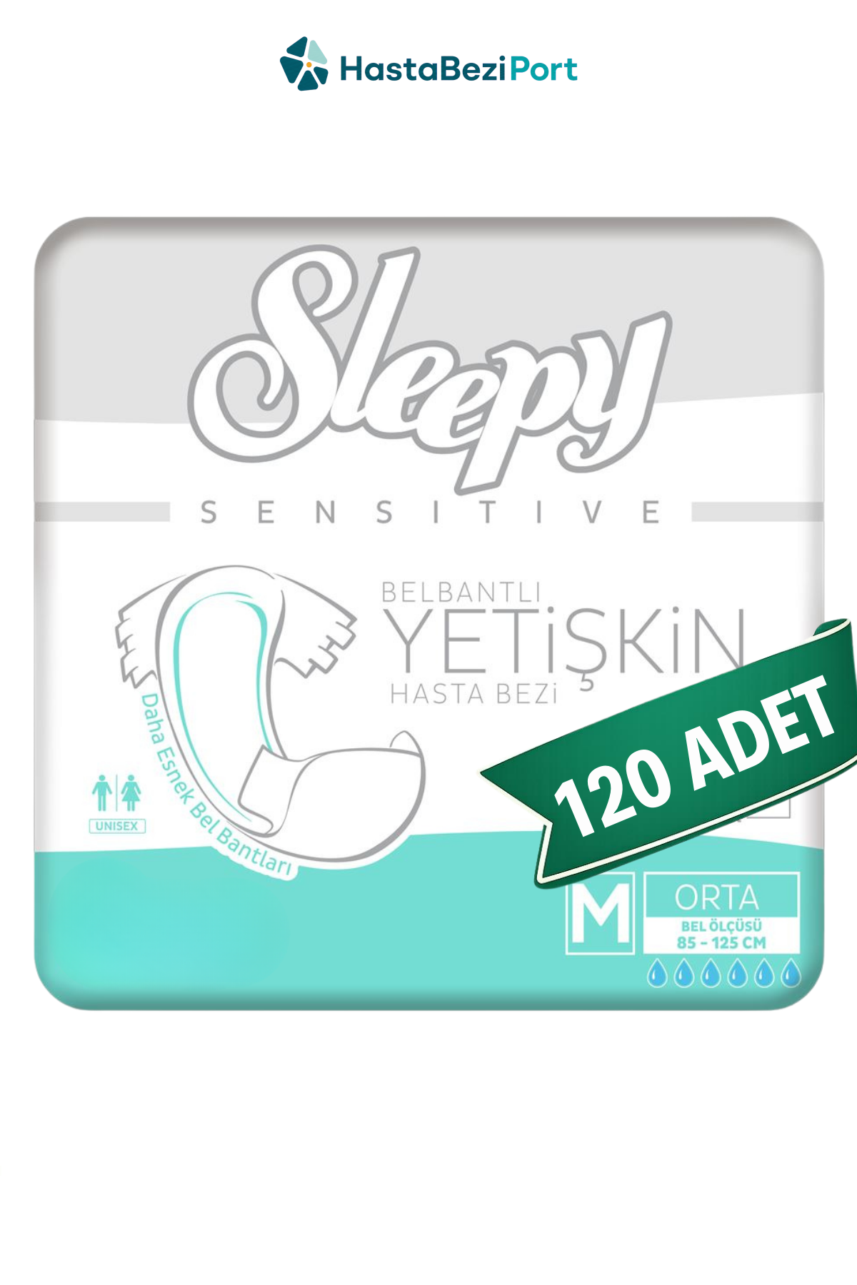 Sleepy Yetişkin Hasta Bezi Bel Bantlı Hasta Bezi M Beden 120 Adet | Medium Boy Yüksek Emicilik