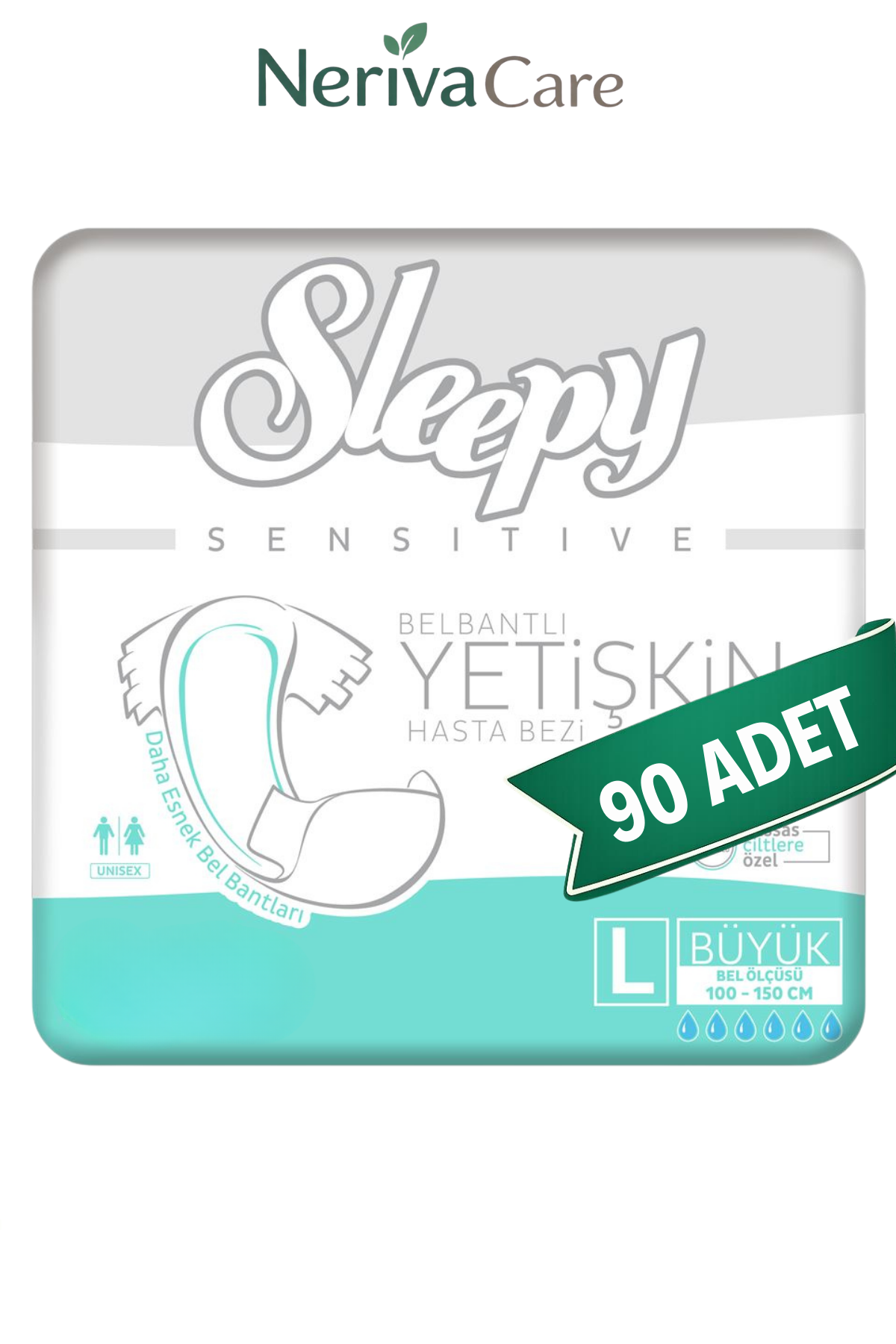 Sleepy Yetişkin Hasta Bezi Bel Bantlı Hasta Bezi L Beden 90 Adet | Large Boy Yüksek Emicilik