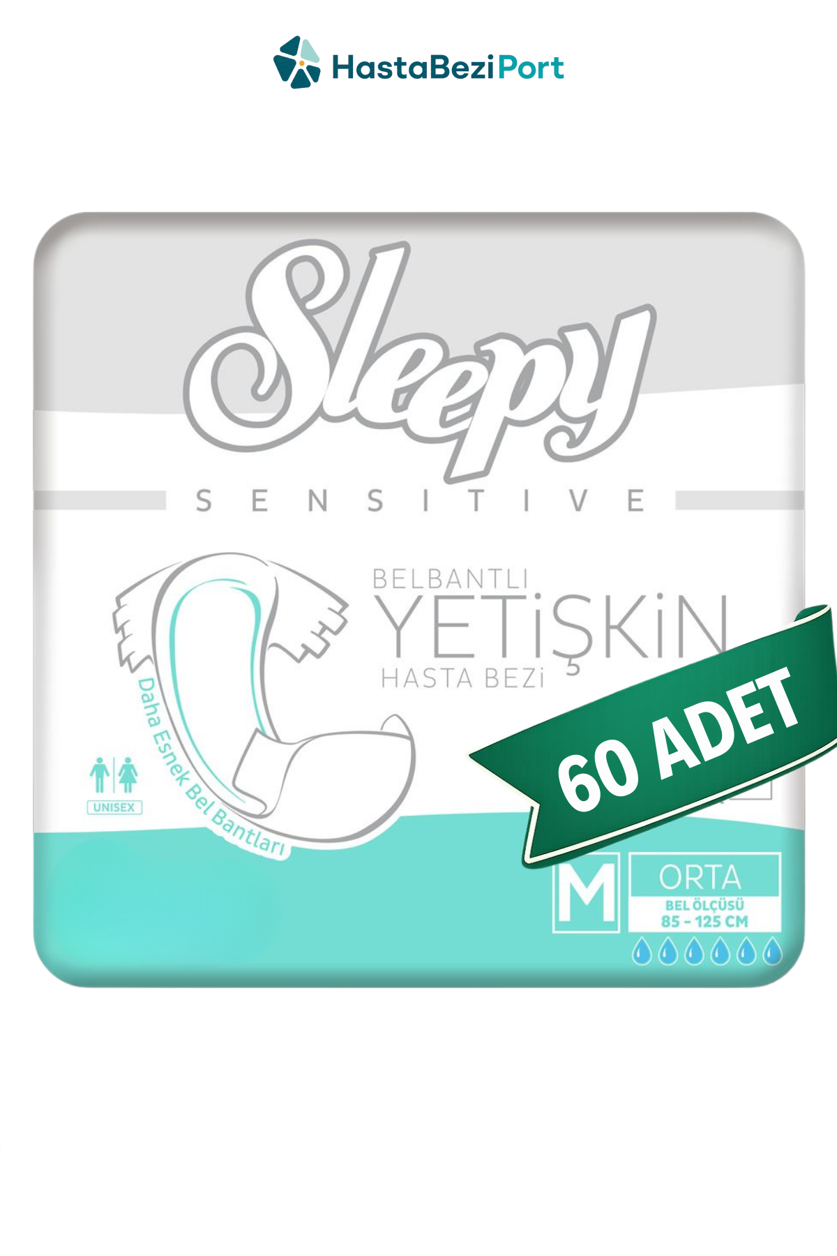 Sleepy Yetişkin Hasta Bezi Bel Bantlı Hasta Bezi M Beden 60 Adet | Medium Boy Yüksek Emicilik