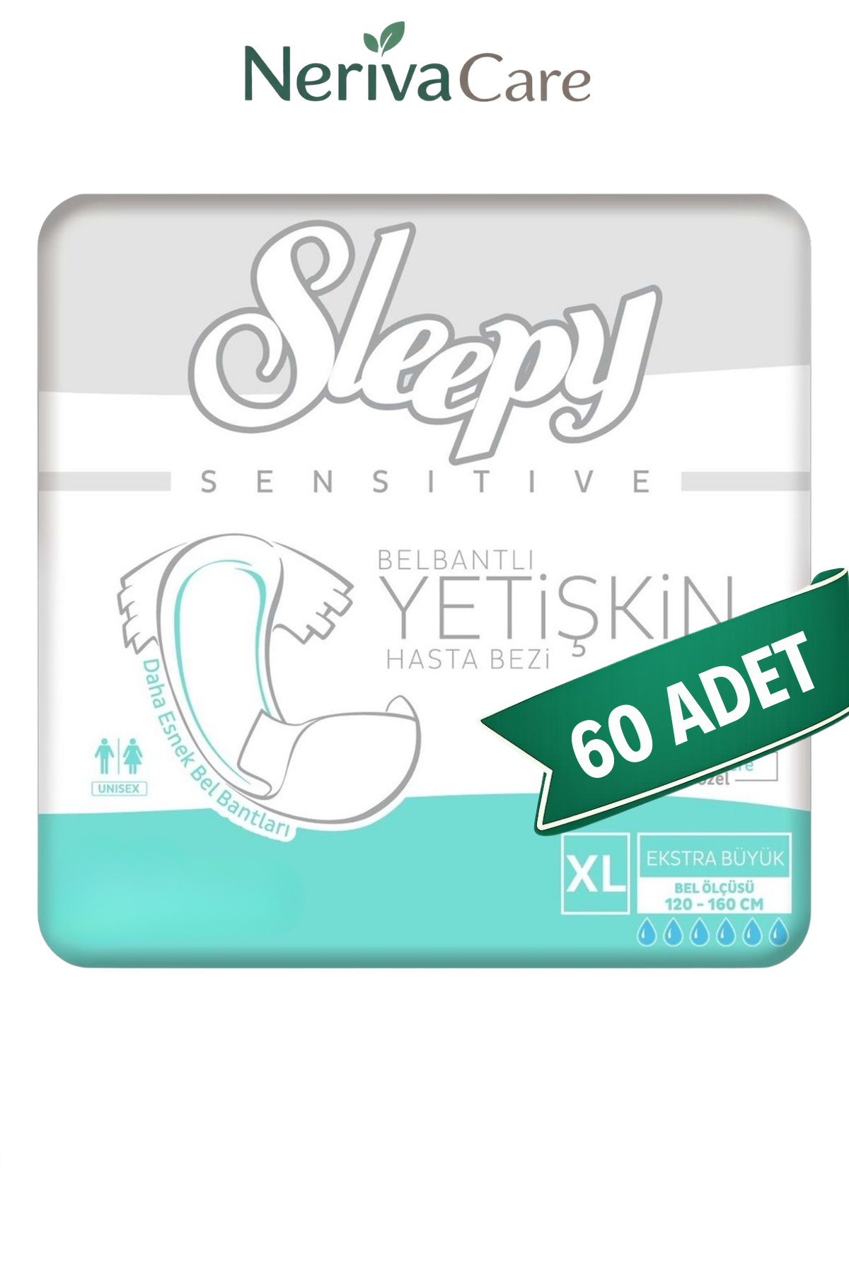 Sleepy Yetişkin Hasta Bezi Bel Bantlı Hasta Bezi XL Beden 60 Adet | XLarge Boy Yüksek Emicilik