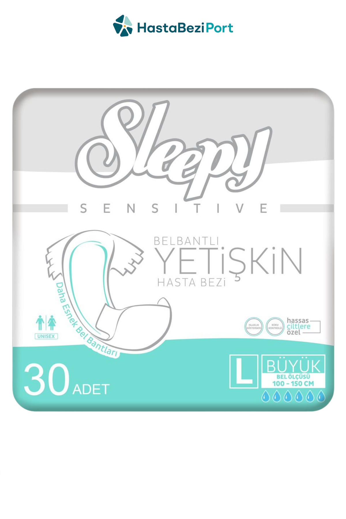 Sleepy Yetişkin Hasta Bezi Bel Bantlı Hasta Bezi L Beden 30 Adet | Large Boy Yüksek Emicilik