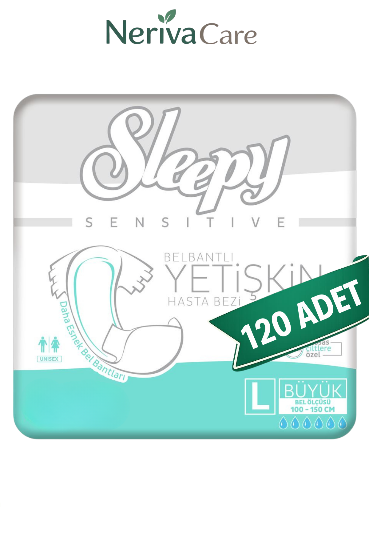 Sleepy Yetişkin Hasta Bezi Bel Bantlı Hasta Bezi L Beden 120 Adet | Large Boy Yüksek Emicilik