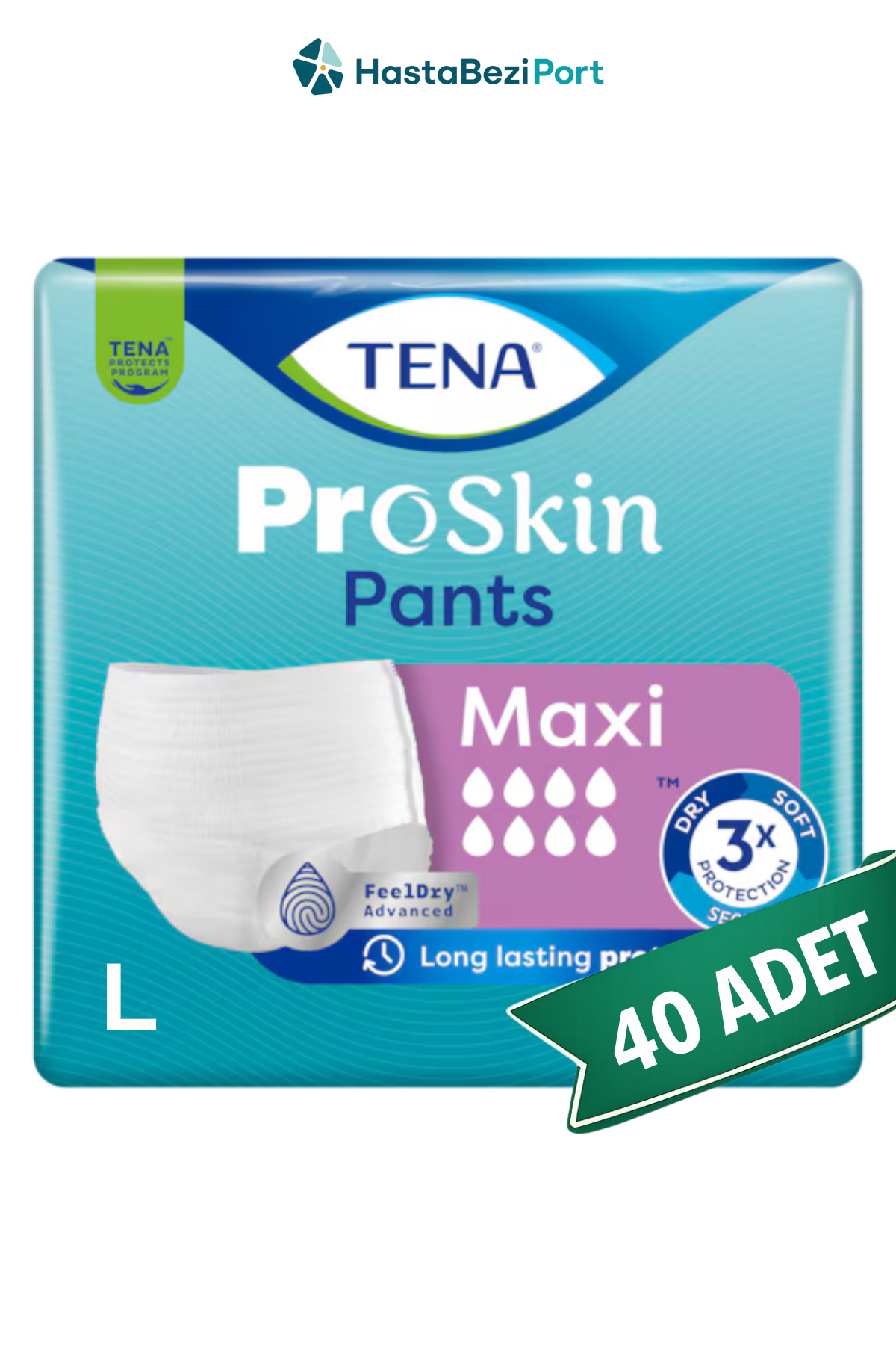 TENA ProSkin Pants Maxi Emici Külot Hasta Bezi L Beden 40 Adet | Large Boy Yüksek Emicilik