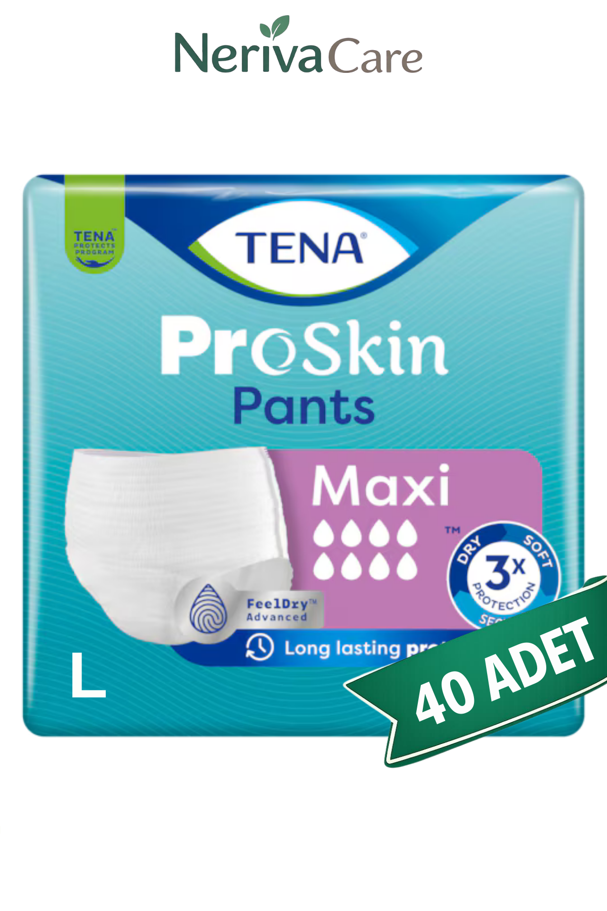 TENA ProSkin Pants Maxi Emici Külot Hasta Bezi L Beden 40 Adet | Large Boy Yüksek Emicilik