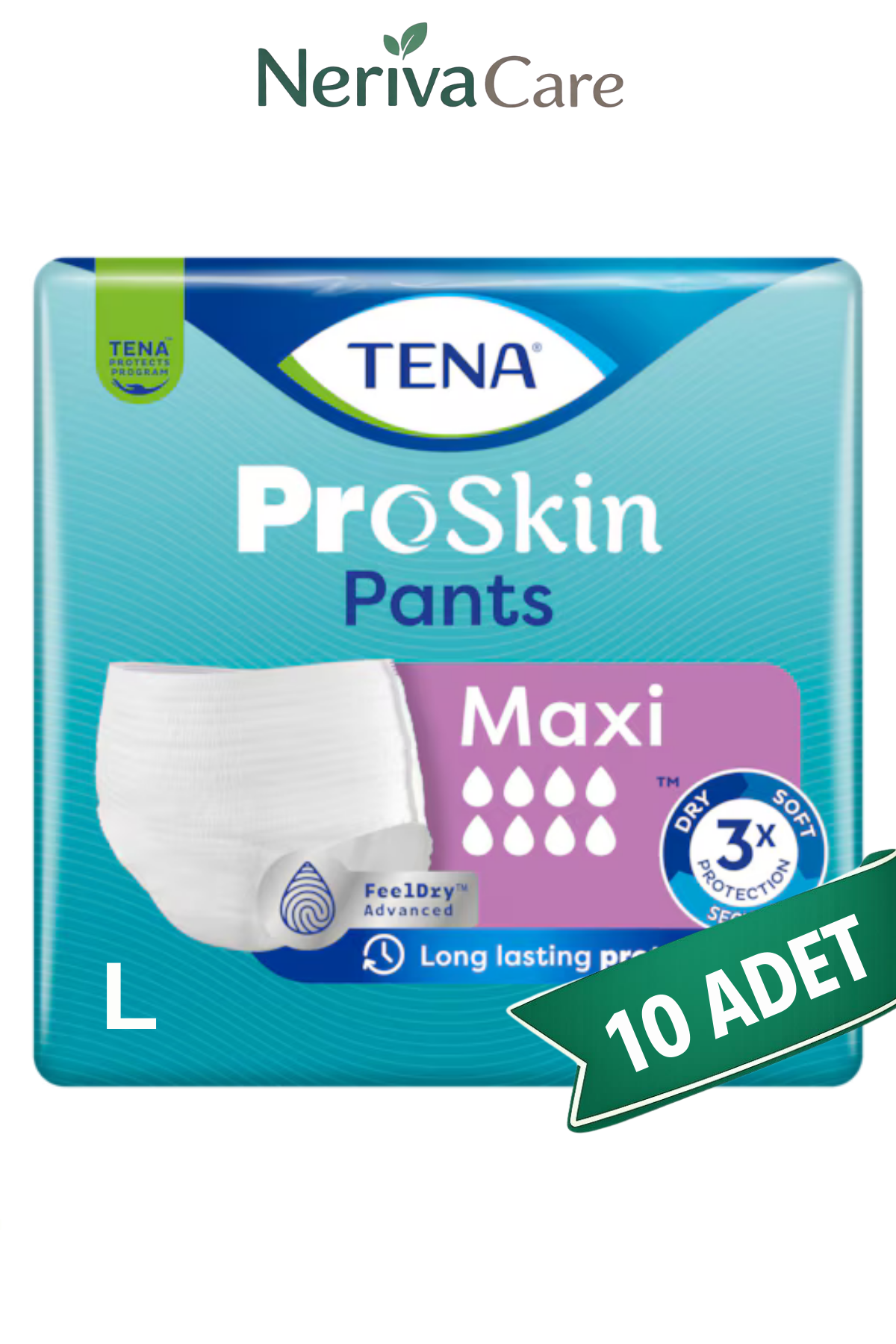 TENA ProSkin Pants Maxi Emici Külot Hasta Bezi L Beden 10 Adet | Large Boy Yüksek Emicilik