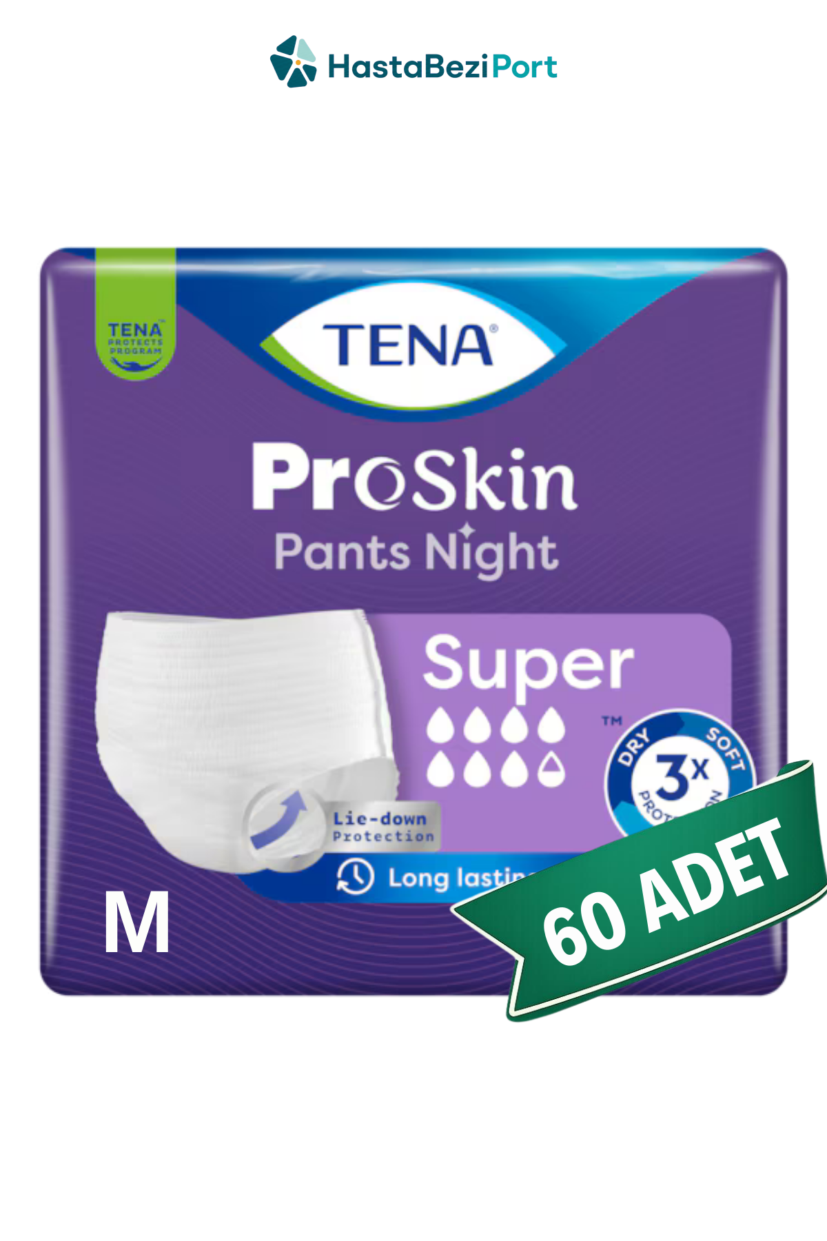 TENA ProSkin Pants Night Süper Emici Külot Hasta Bezi M Beden 60 Adet | Medium Boy Yüksek Emicilik