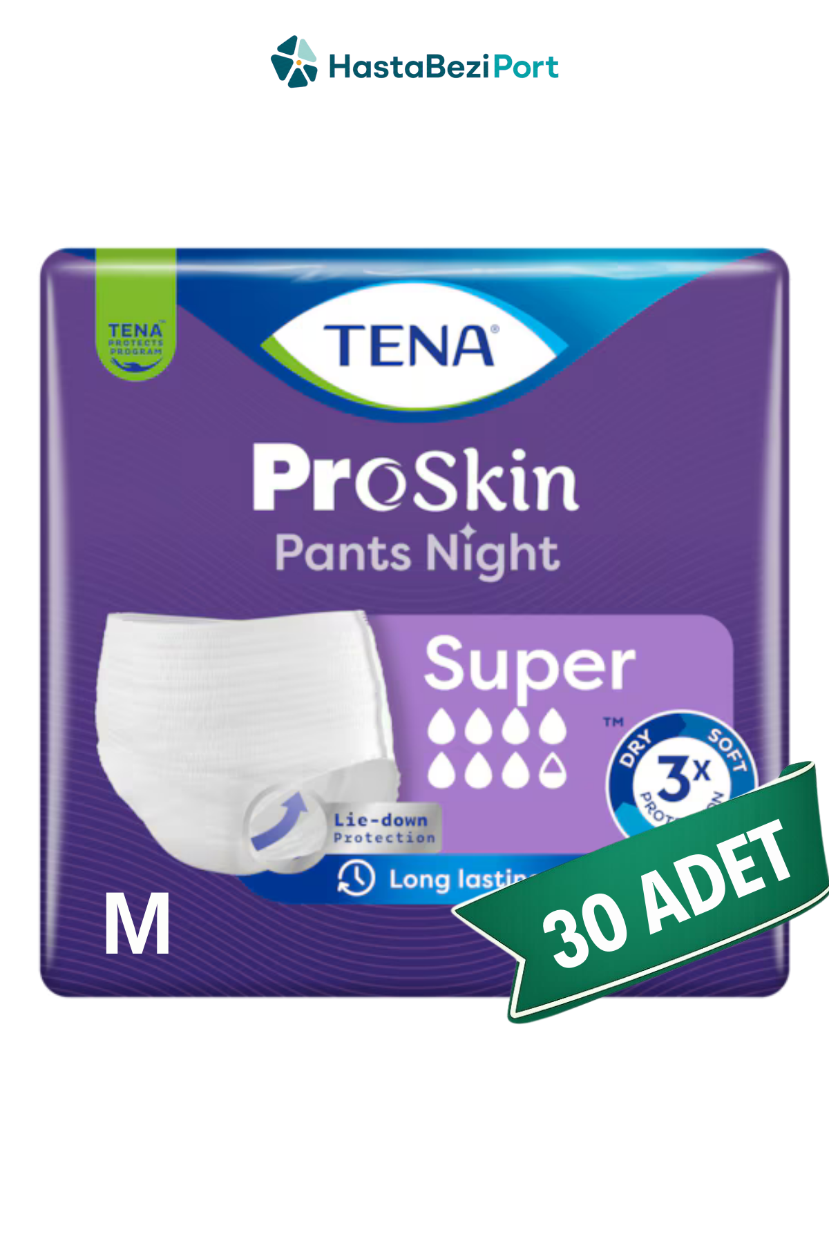 TENA ProSkin Pants Night Süper Emici Külot Hasta Bezi M Beden 30 Adet | Medium Boy Yüksek Emicilik